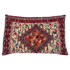 Alfombra grande de lana caucásica Soumak Almohada con motivos animales