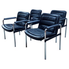 4er Set Jørgen Kastholm para Kusch & Co. "8400" Konferenz Stühle Sessel Leder