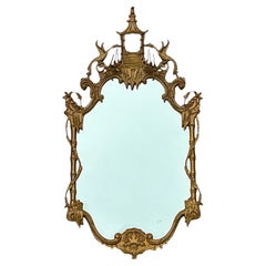 Mid-Century Italian Chinese Chippendale Style Pagoda Form Giltwood Mirror
