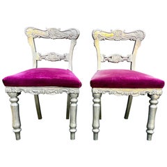 Pair of Vintage Regency Style Anglo Indian Silver Metal Clad Chairs