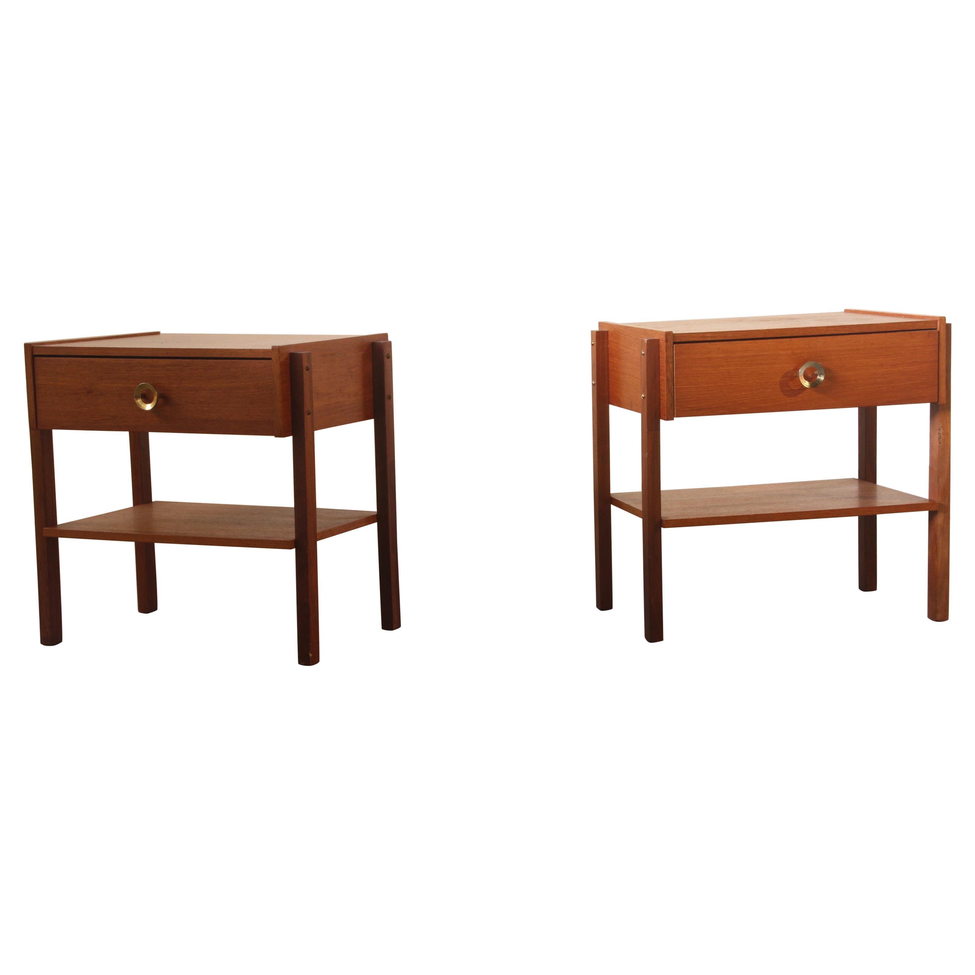 Danish mid-century Teak Bedside Table nightstands, 1960s