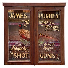 Antique English Bookcase Bookshelf Display Cabinet Mahogany Purdey Guns c.1900s