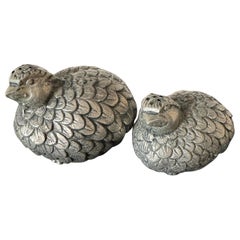 Salero y pimentero vintage Gucci Quail en tono plateado, Italia Años 70