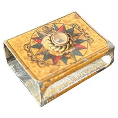 Antique French Matchbox Holder with Compass, c. 1900 – Unique Vintage Gift