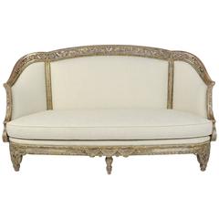 19th Century French Regency Style Silver Giltwood Settee