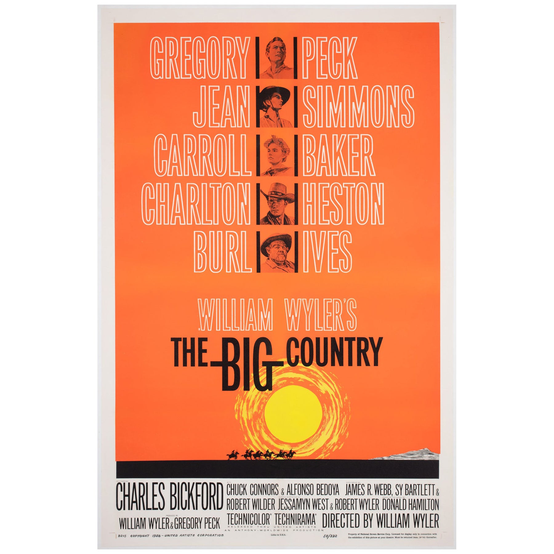 "The Big Country" 1958 EE.UU. 1 Hoja Estilo B Cartel de Película, Saul Bass