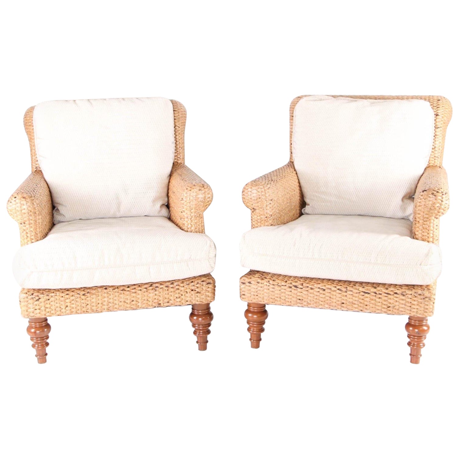 Pair of seagrass bergere chairs