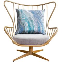 Enameled Gold Iron Cage Chair from France