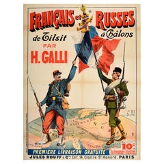 Original Antique Illustrated Book Poster French Russians Tilsit Chalons H Galli