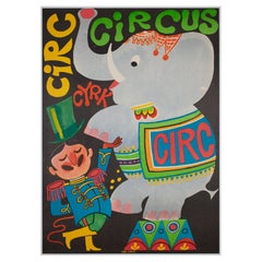 Cyrk Elephant Trainer 1979 Romanian Circus Poster, Dan Cioca