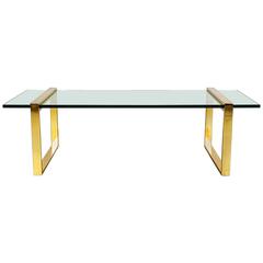 Vibrant Charles Hollis Jones "Box" Line Coffee Table in Gold-Toned Brass, 1970s