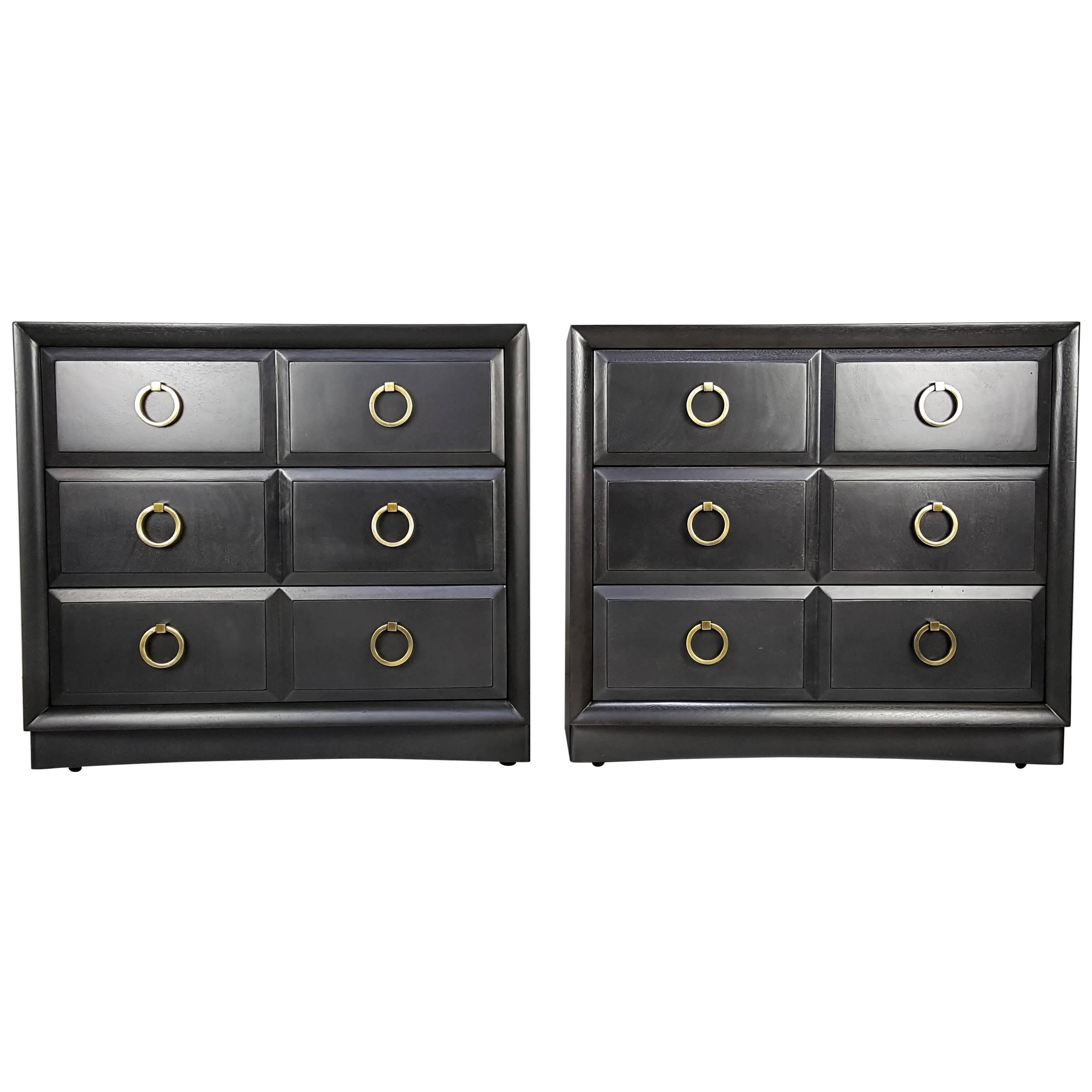 Pair of Chests by T.H. Robsjohn-Gibbings in a Custom Charcoal Finish, 1950s