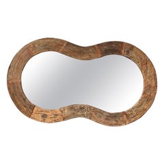 1960s Monumental Free Form Biomorphic Wood Rustic Mirror