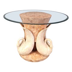Vintage tesselated stone swan dining table, 1970s