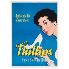 Phillips c1950s Zapato Tacones Cartel Publicitario Británico