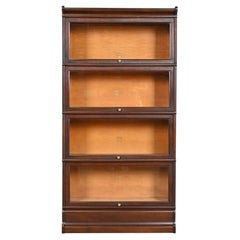 Antique Arts & Crafts Mahogany Four-Stack Barrister Bookcase by Macey
