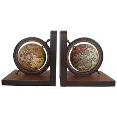Vintage World Globe Bookends That Spin