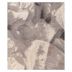 Rug & Kilim's Tapis abstrait noué à la main en beige, motif de coups de pinceau gris