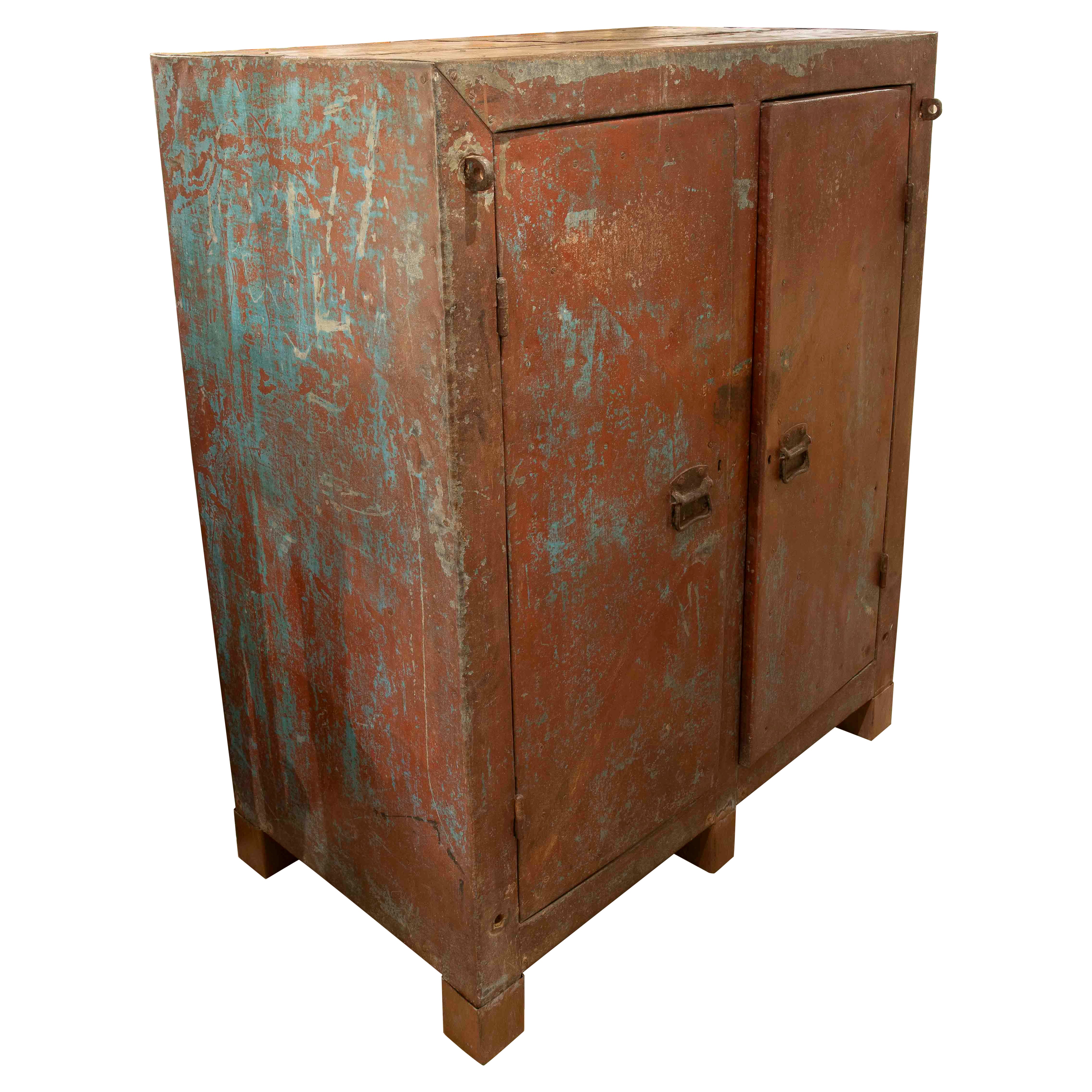 Boîte d'acompte et tiroirs en bois doublée et métallique des années 1980