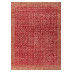 Rug & Kilim's Hand-Knotted Distressed Style Modern Rug in Red and Brown