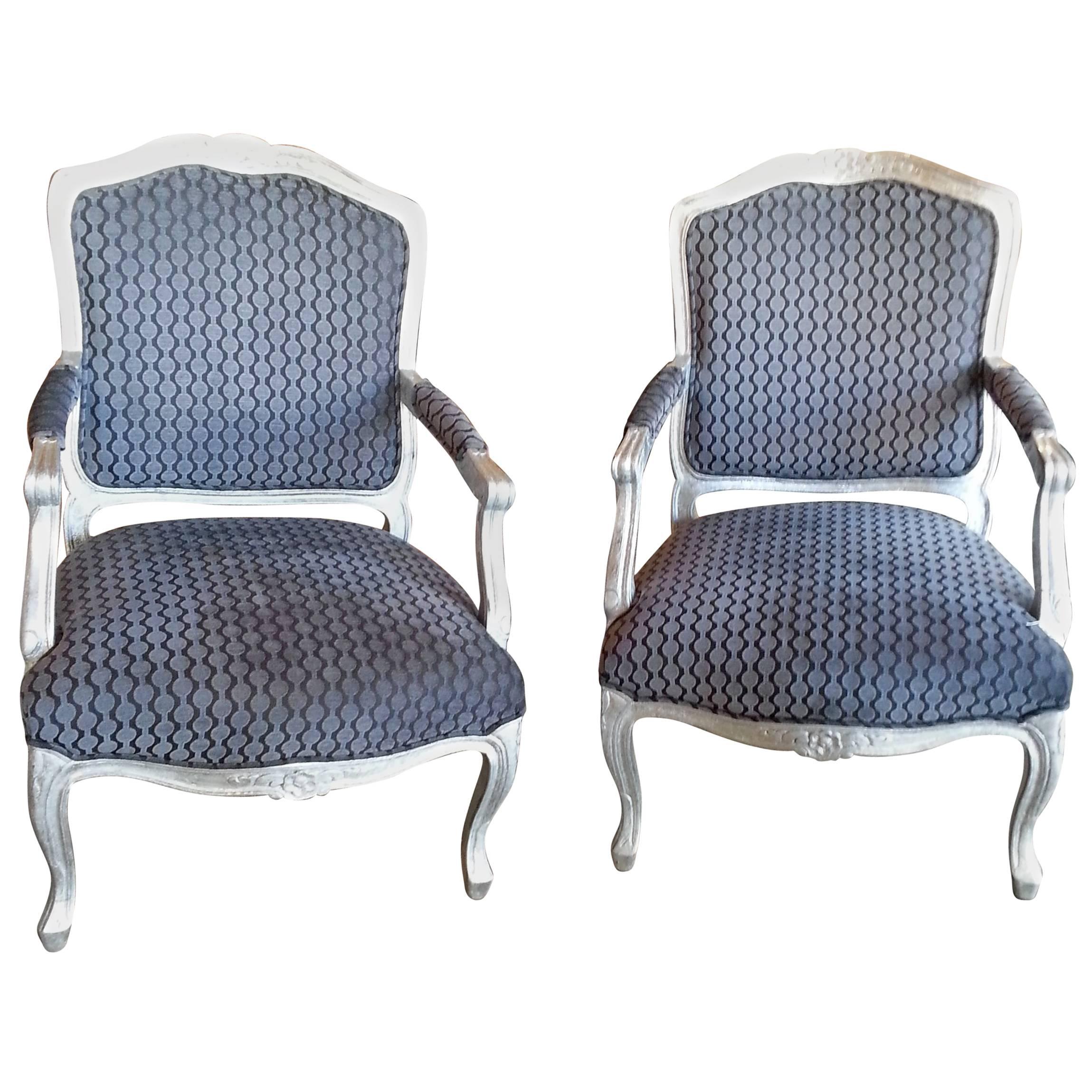 Pair of French Styled Fauteuils Chairs For Sale