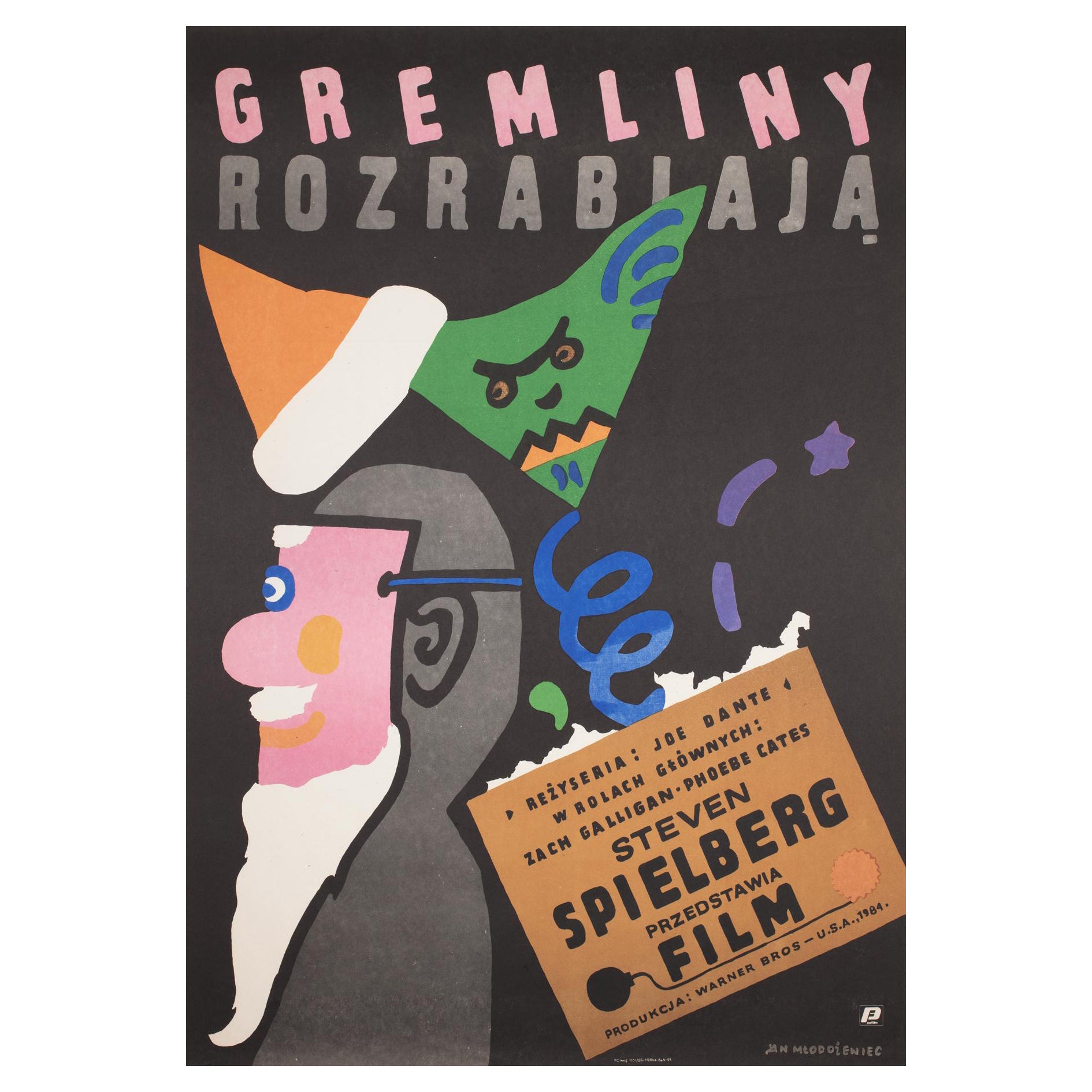 "Gremlins" 1985 Original Polish Film Poster, Jan Mlodozeniec