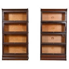 Antique Arts & Crafts Mahogany Four-Stack Barrister Bookcases by Macey, Pair