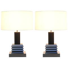 Pair of Monumental Art Deco Table Lamps in the Style of Paul Frankl