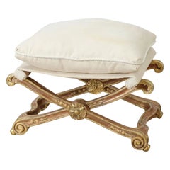 Tabouret français du 19ème siècle en forme de X Louis XVI