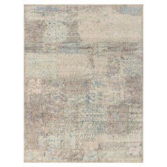 Rug & Kilim - Tappeto moderno in stile distressed in grigio-argento con motivi astratti blu