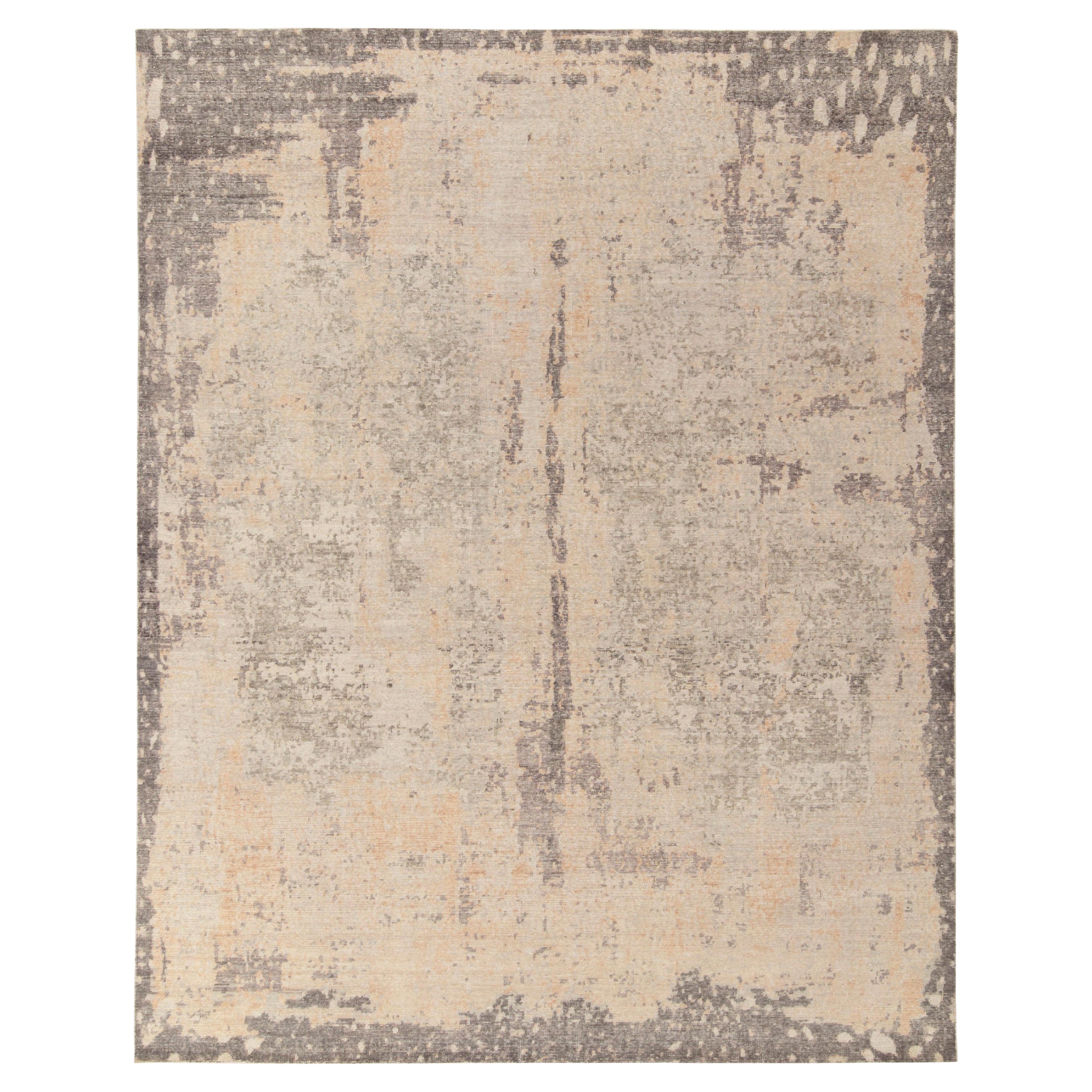 Rug & Kilim's Modern Rug im Distressed-Stil in Grau und Beige Abstraktes Muster