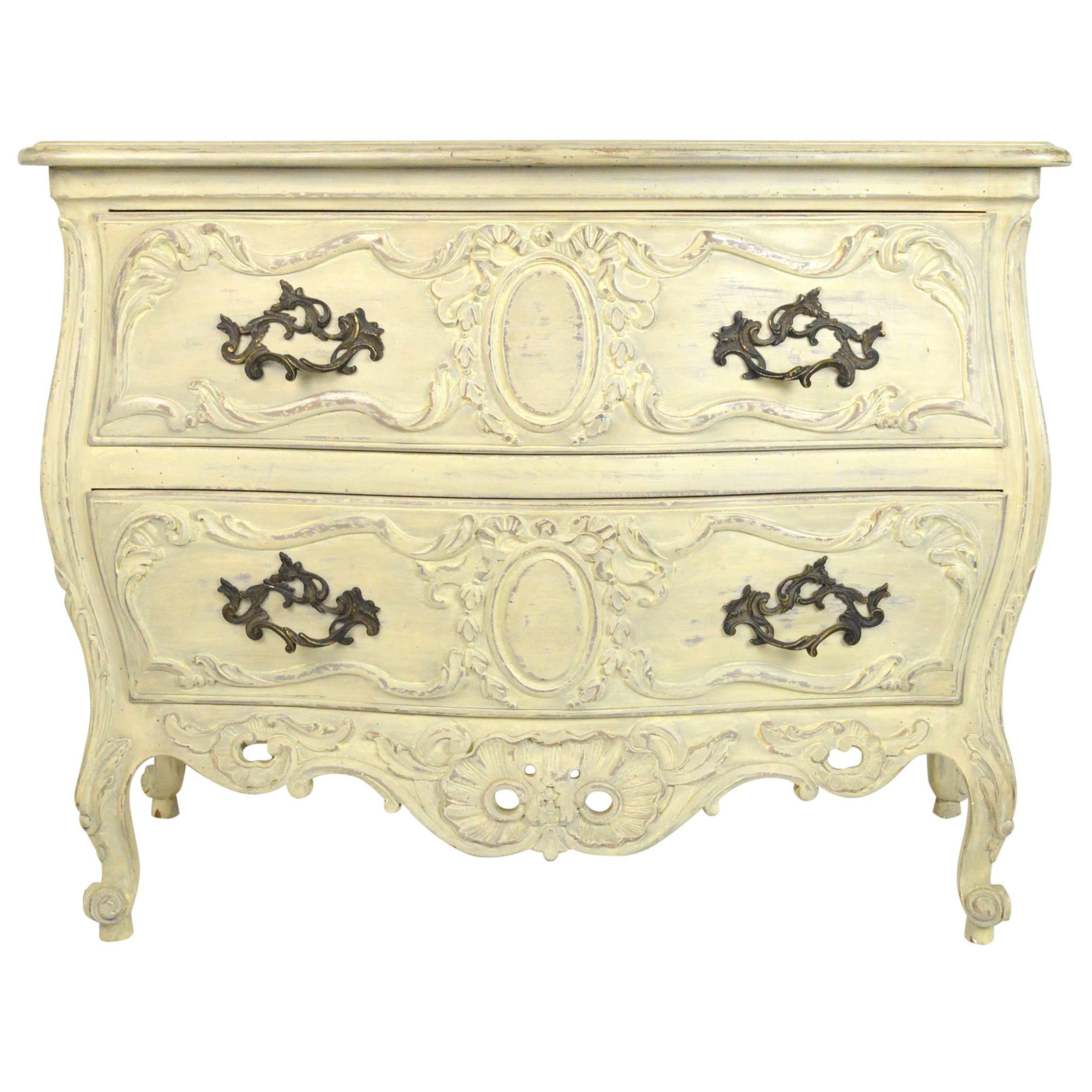 French Baroque Style Painted Bombe Commode For Sale