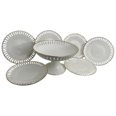Six Plates & Fruit Basket Compote Centerpiece Early 20th Century, Max Roesler