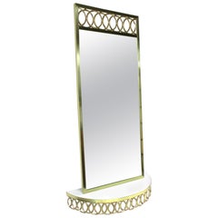 Gold Gilt Mid Century LaBarge styled Sculptural Mirror and Hanging Console