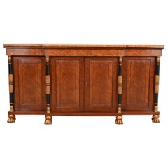 Baker Furniture French Empire Flame Mahogany Sideboard or Bar Cabinet
