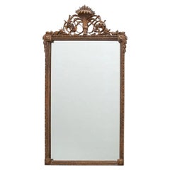 Giltwood Rectangular Mirror With Wheat and Foliate Crest
