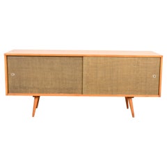 Paul McCobb Planner Group Solid Birch Sliding Door Credenza or Record Cabinet