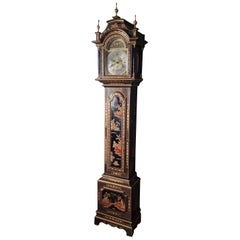 Grandfather red lacquer  chinoiserie wood  European Clock
