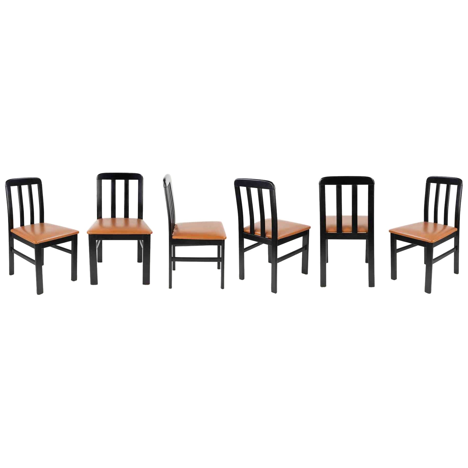 Six chaises Vintage Style Art Déco, Italie 1970