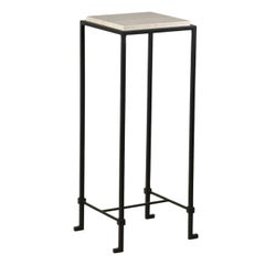Slender 'Diagramme' Travertine Pedestal or Tall Side Table by Design Frères