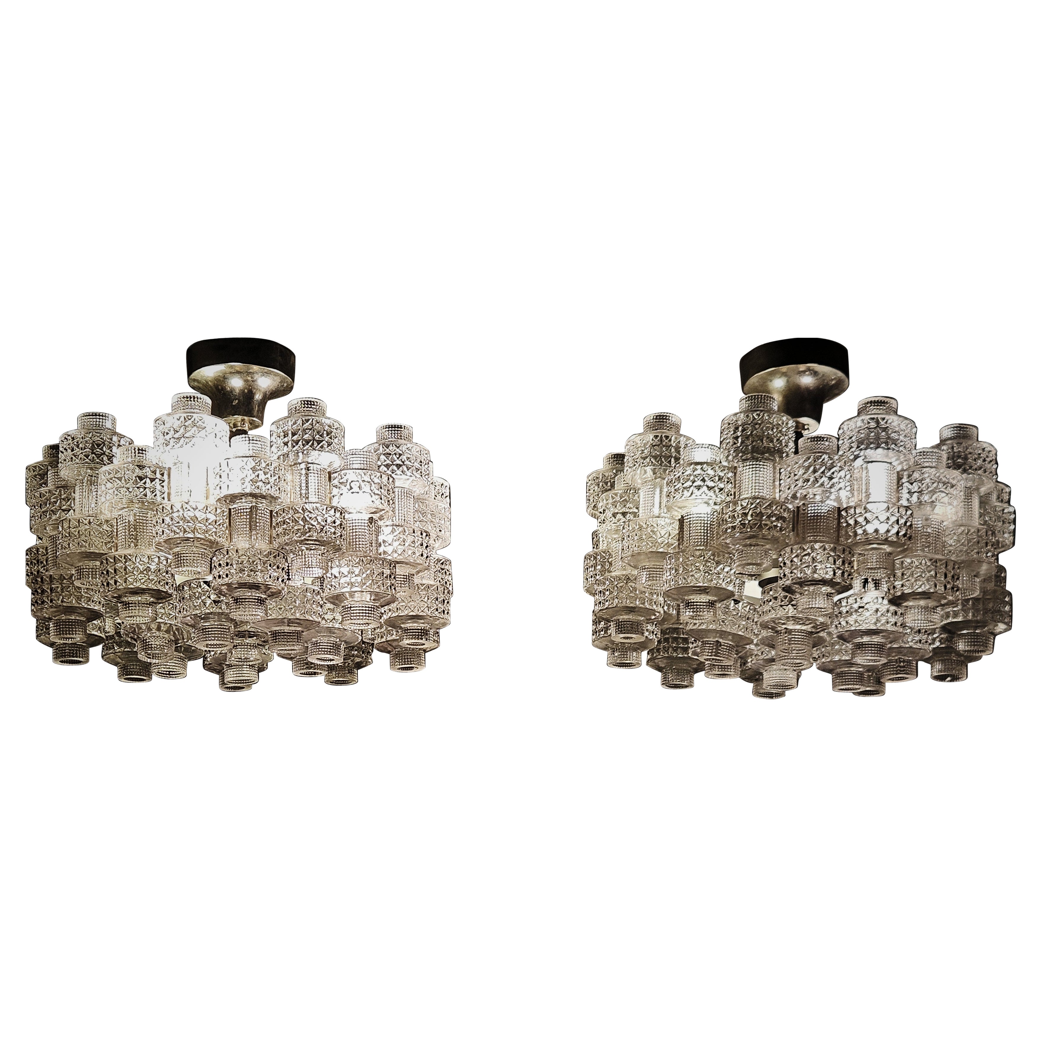 Pair of chandeliers 'Festival' by Gert Nyström for Fagerhult, Sweden, 1970s