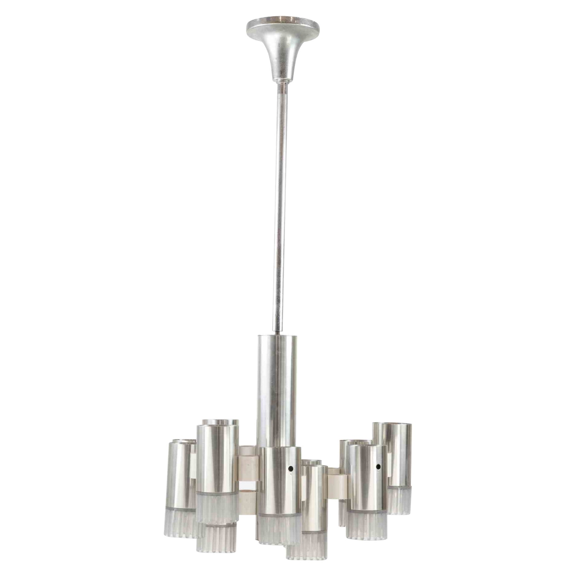 Lampadario "modernista" attribuito a Gaetano Sciolari, anni '70