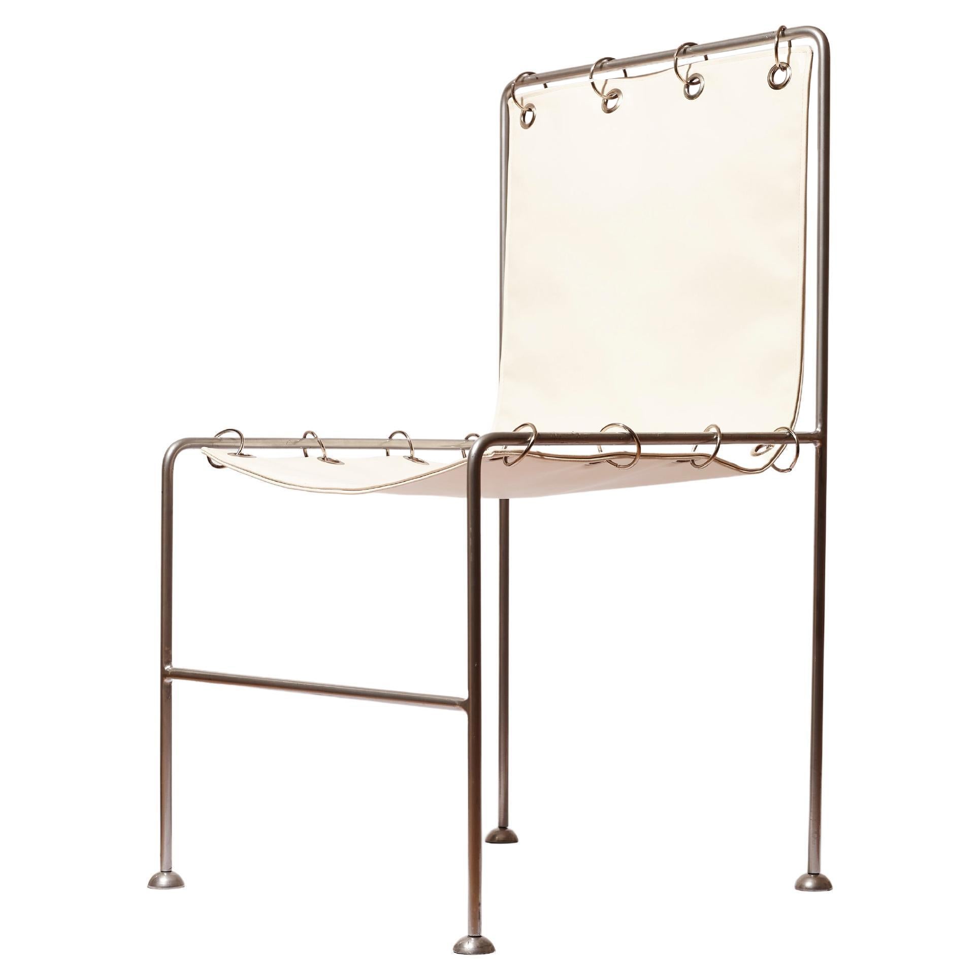 Institution Sculptural Chair, White Lamb Leather For Sale