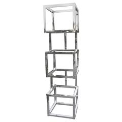 Milo Baughman Cube Chrome Ètagerè Shelves Geometric Square Shelf