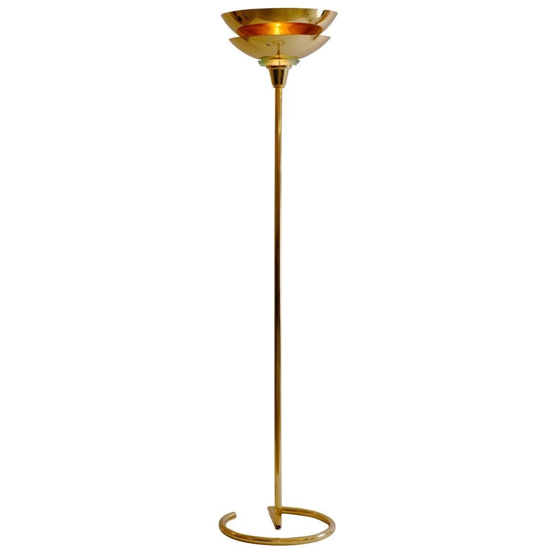 Deutsches Bauhaus, Art Deco Brass Floor Lamp, Re-Edition