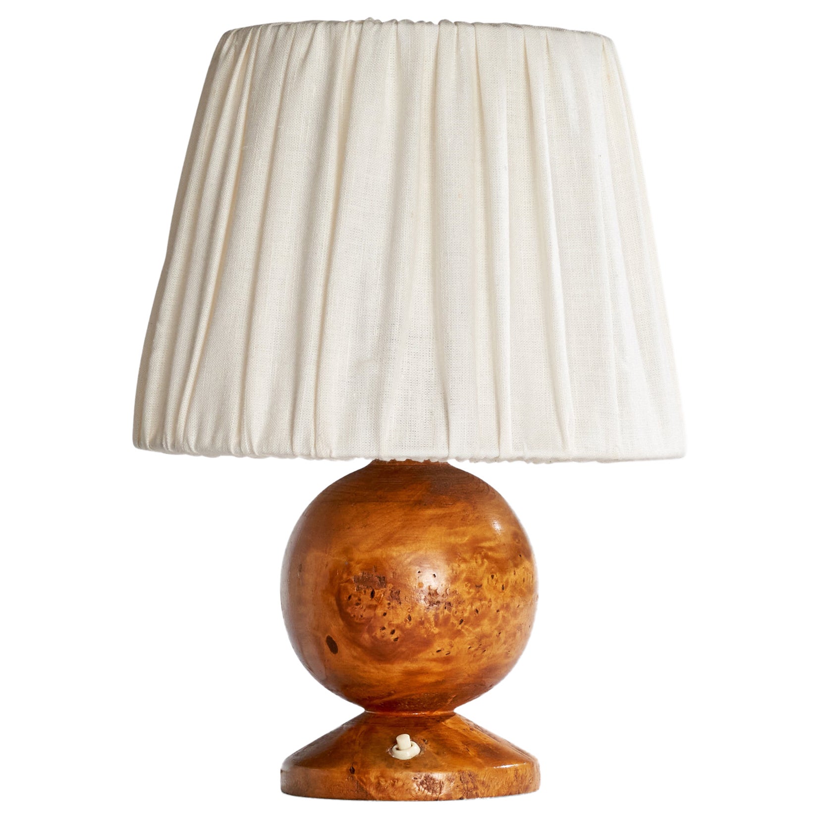 Lampada da tavolo di design svedese, betulla, tessuto, Svezia, anni '20