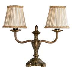 Swedish Designer, Table Lamp, Brass, Fabric, Sweden, 1950s
