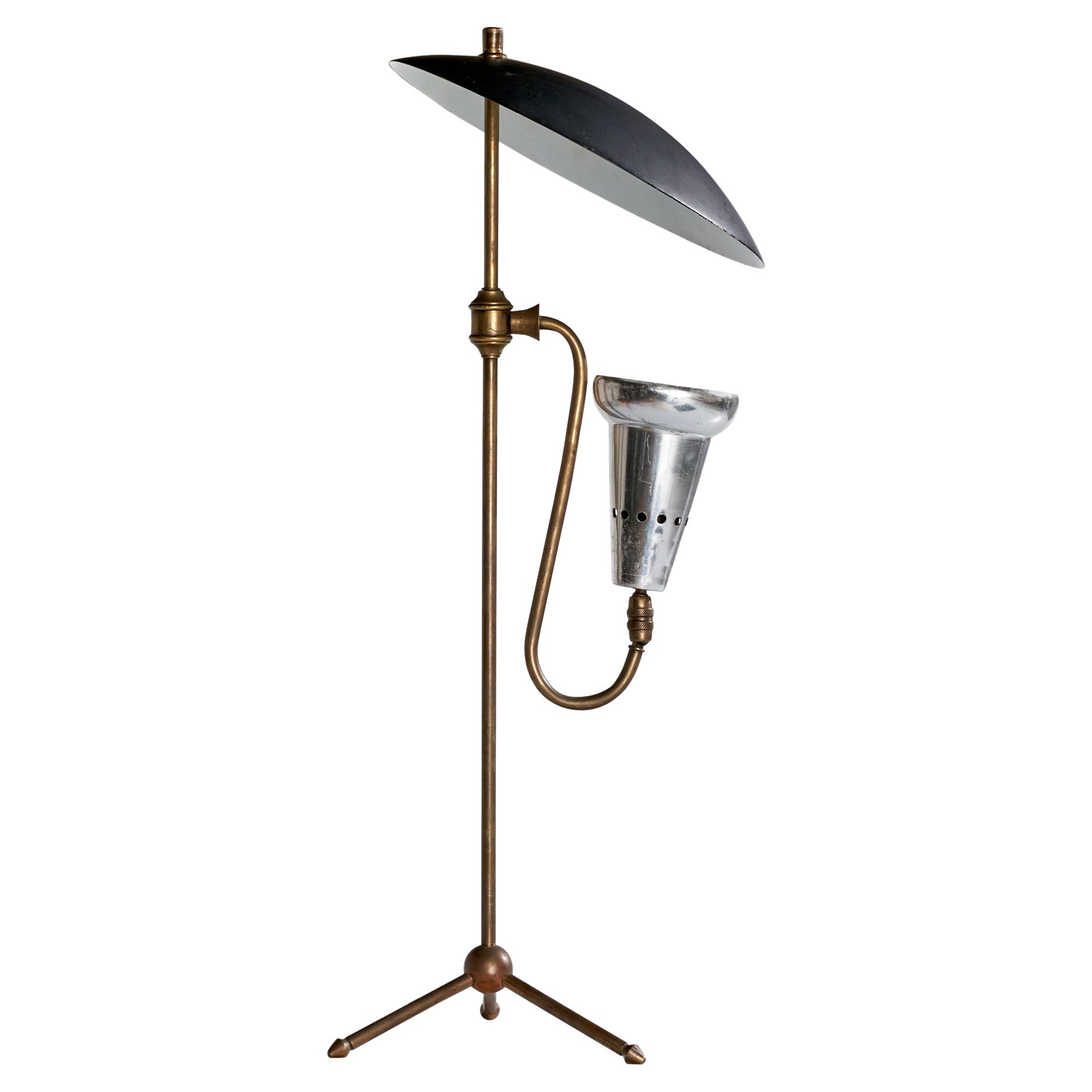 Stilnovo, lampe de bureau, laiton, métal, aluminium, Italie, années 1960