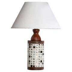 Swedish Designer, Table Lamp, Rosewood, Ceramic, Sweden, 1950s