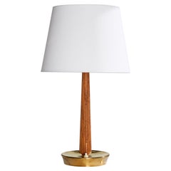 Hans Bergström, Lampada da tavolo, Oak, Brass, Svezia, anni '50